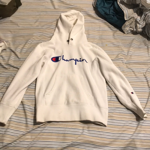White “champion” reverse weave hoodie - Picture 1 of 2